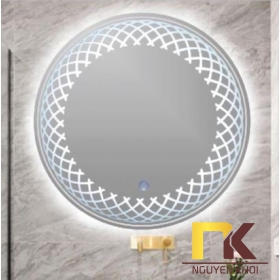 Gương LED cảm ứng tròn hoa văn KOREST- GKRD60S